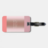 エレガントでモダンなひよこのストライプのなばら色の金ゴールドのピンクの珊瑚 ラゲッジタグ (裏面横)