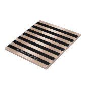 エレガントでモダンなひよこのストライプのなばら色の金ゴールドの黒 タイル (側面)