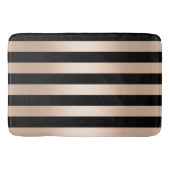 エレガントでモダンなひよこのストライプのなばら色の金ゴールドの黒 バスマット (正面)