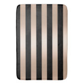 エレガントでモダンなひよこのストライプのなばら色の金ゴールドの黒 バスマット (正面縦)