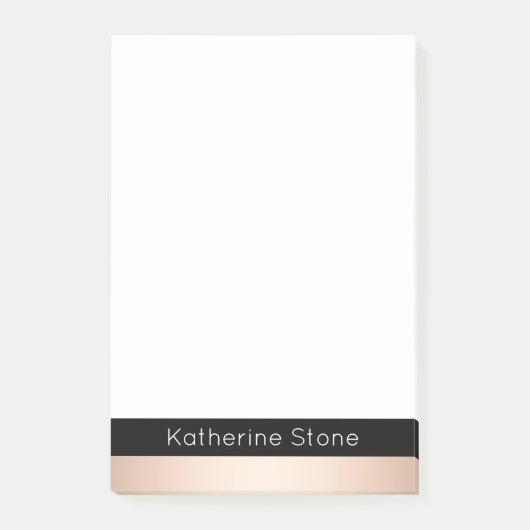 エレガントでモダンなひよこのストライプのなばら色の金ゴールドの黒 ポストイット (正面)