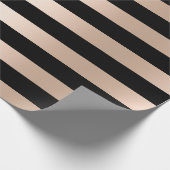 エレガントでモダンなひよこのストライプのなばら色の金ゴールドの黒 ラッピングペーパー (角)