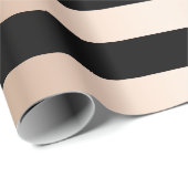 エレガントでモダンなひよこのストライプのなばら色の金ゴールドの黒 ラッピングペーパー (ロールコーナー)