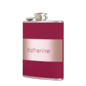 エレガントでモダンなひよこのバーガンディのばら色の金ゴールド及びストリップ フラスク (左)