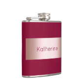 エレガントでモダンなひよこのバーガンディのばら色の金ゴールド及びストリップ フラスク (右)