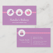 エレガントでモダンなカップケーキのベーカリーのカフェのピンクの紫色 名刺 (正面/裏面)