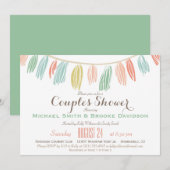 エレガントでモダンなカップルの結婚前お披露目パーティー 招待状 (正面/裏面)