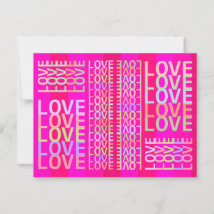 エレガントでモダンなカラフル「LOVE」が、ホットピンクと赤に ポストカード