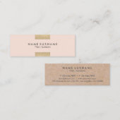 エレガントでモダンなクラフトによって印刷される金ゴールドのシックなパステル調ピンク スキニー名刺 (正面/裏面)