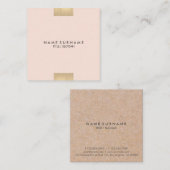 エレガントでモダンなクラフトによって印刷される金ゴールドのシックなパステル調ピンク スクエア名刺 (正面/裏面)
