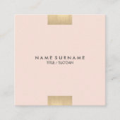 エレガントでモダンなクラフトによって印刷される金ゴールドのシックなパステル調ピンク スクエア名刺 (正面)