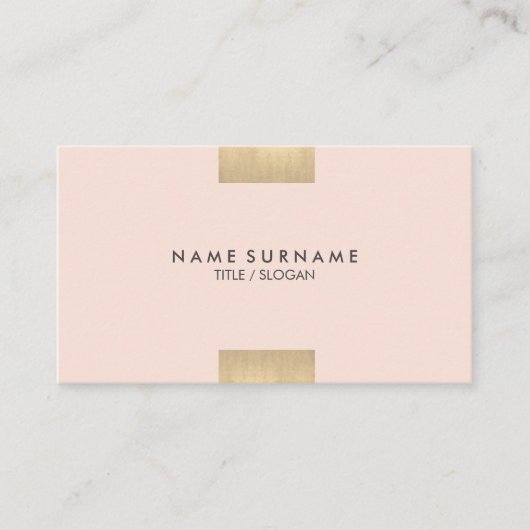 エレガントでモダンなクラフトによって印刷される金ゴールドのシックなパステル調ピンク 名刺 (正面)