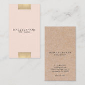 エレガントでモダンなクラフトによって印刷される金ゴールドのパステル調の垂直 名刺 (正面/裏面)