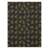 エレガントでモダンなクリスマスツリーパターン黒の金ゴールド テーブルクロス (正面)