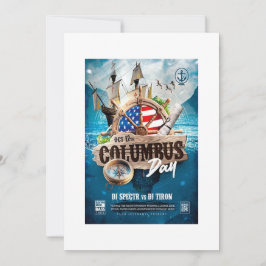 エレガントでモダンなコロンブスデーの招待状（ラスティックスタイル） 招待状