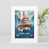 エレガントでモダンなコロンブスデーの招待状(ラスティックスタイル) 招待状 (スタンド正面)