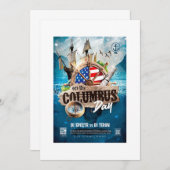 エレガントでモダンなコロンブスデーの招待状(ラスティックスタイル) 招待状 (正面/裏面)