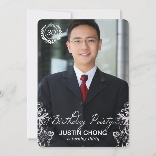 エレガントでモダンなシダの写真の誕生日の招待状 招待状 (正面)