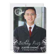 エレガントでモダンなシダの写真の誕生日の招待状