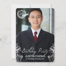 エレガントでモダンなシダの写真の誕生日の招待状 招待状