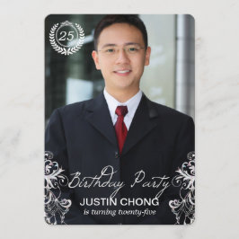 エレガントでモダンなシダの写真の誕生日の招待状 招待状