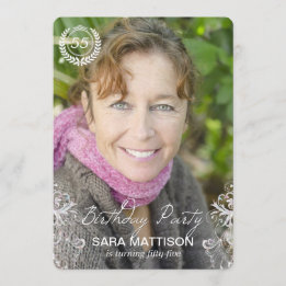 エレガントでモダンなシダの写真の誕生日の招待状 招待状