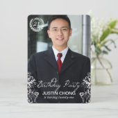 エレガントでモダンなシダの写真の誕生日の招待状 招待状 (スタンド正面)