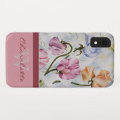 エレガントでモダンなスイートピーwの珊瑚のモノグラムの名前 Case-Mate iPhoneケース (裏面(横))