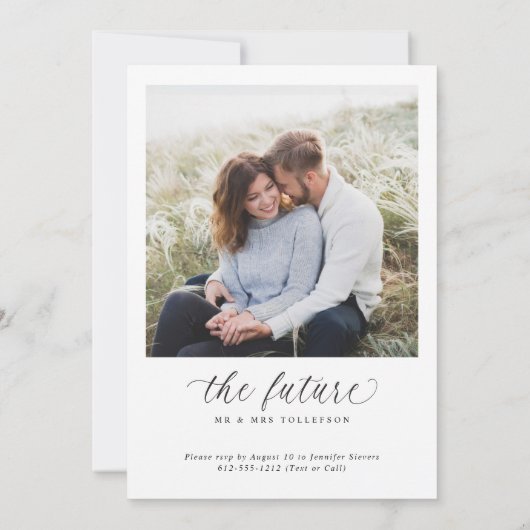 エレガントでモダンなスクリプトエンゲージメントパーティー 招待状 (裏面)