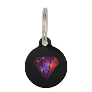 エレガントでモダンなダイヤモンドの星雲の多彩なピンクの黒 ペット　ネームタグ