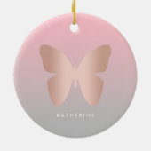 エレガントでモダンなトレンディーのばら色の金ゴールドの蝶 セラミックオーナメント (裏面)