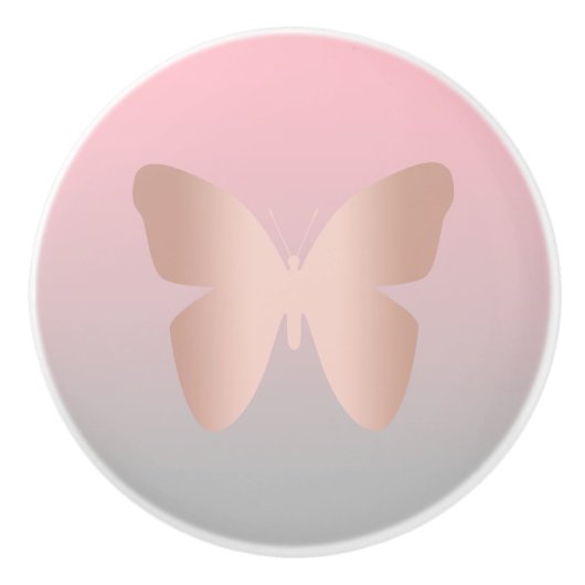 エレガントでモダンなトレンディーのばら色の金ゴールドの蝶 セラミックノブ (正面)