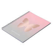 エレガントでモダンなトレンディーのばら色の金ゴールドの蝶 ノートブック (左側)