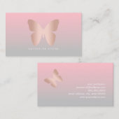 エレガントでモダンなトレンディーのばら色の金ゴールドの蝶 名刺 (正面/裏面)