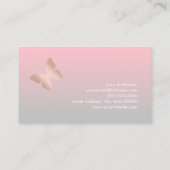 エレガントでモダンなトレンディーのばら色の金ゴールドの蝶 名刺 (裏面)