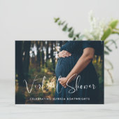 エレガントでモダンなバーチャルベイビーシャワーの写真 招待状 (スタンド正面)