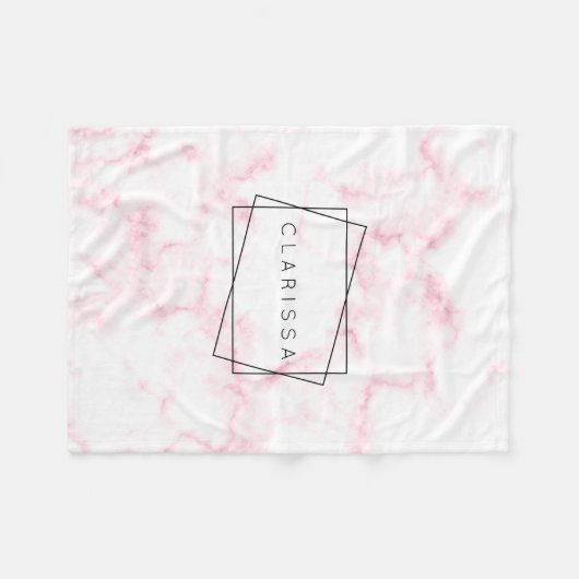 エレガントでモダンなパステル調のピンクおよび白ののどは大理石模様をつけます フリースブランケット (正面(横))