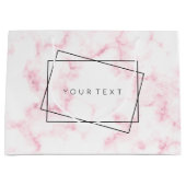 エレガントでモダンなパステル調のピンクおよび白ののどは大理石模様をつけます ラージペーパーバッグ (正面)