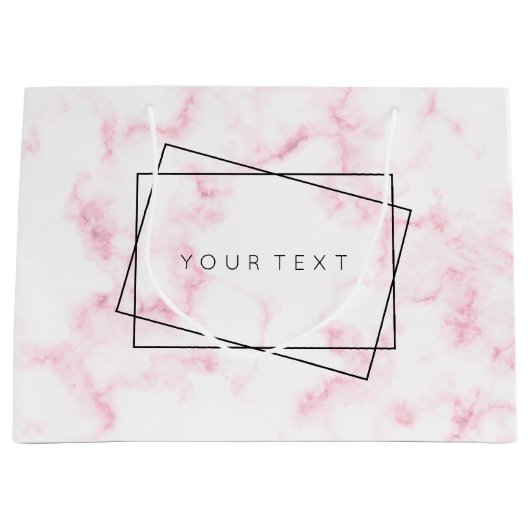 エレガントでモダンなパステル調のピンクおよび白ののどは大理石模様をつけます ラージペーパーバッグ (正面)