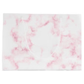 エレガントでモダンなパステル調のピンクおよび白ののどは大理石模様をつけます ラージペーパーバッグ (裏面)