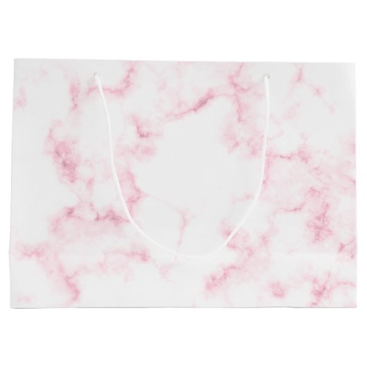 エレガントでモダンなパステル調のピンクおよび白ののどは大理石模様をつけます ラージペーパーバッグ (裏面)