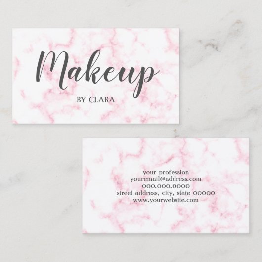 エレガントでモダンなパステル調のピンクおよび白ののどは大理石模様をつけます 名刺 (正面/裏面)