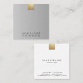 エレガントでモダンなパステル調の灰色の勾配の金ゴールドのロイヤリティ スクエア名刺 (正面/裏面)
