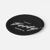 エレガントでモダンなパーソナライズされた40th誕生日 ペーパープレート (アングル)