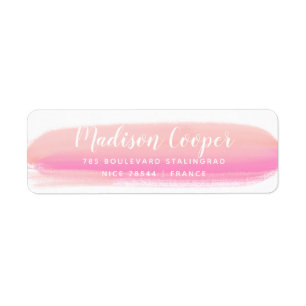 エレガントでモダンなピンクのブラシの打撃 ラベル