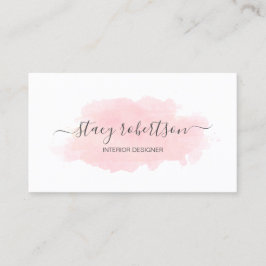 エレガントでモダンなピンクの水彩画のインテリア・デザイナー 名刺