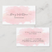 エレガントでモダンなピンクの水彩画のインテリア・デザイナー 名刺 (正面/裏面)