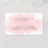 エレガントでモダンなピンクの水彩画のインテリア・デザイナー 名刺 (裏面)