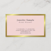 エレガントでモダンなピンクの金ゴールドのイベントプランナーのトレンディー 名刺 (裏面)