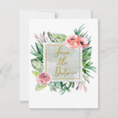 エレガントでモダンなフラワーの「Save the Date」招待状 招待状 (正面)